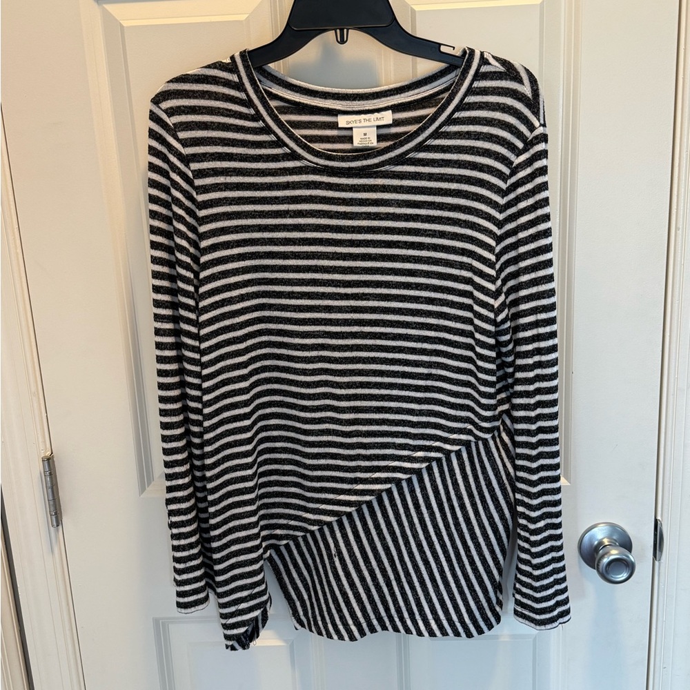 Skye's the Limit Black and White Striped Tunic